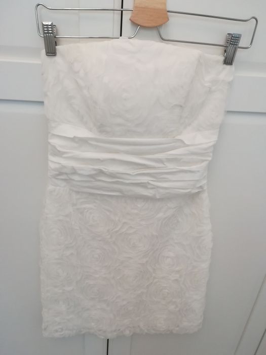 Elegancka sukienka biała, ecru, ślub, poprawiny, rozm. 36