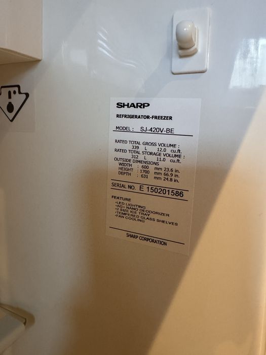 Lodówko-zamrażarka beżowa Sharp SJ-420V-BE | Duża | Stan bardzo dobry