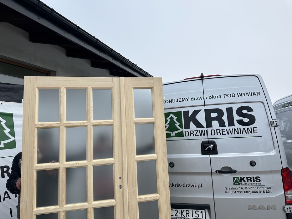 Drzwi wewnętrzne lite drewniane dwuskrzydłowe  sosnowe Cała Polska