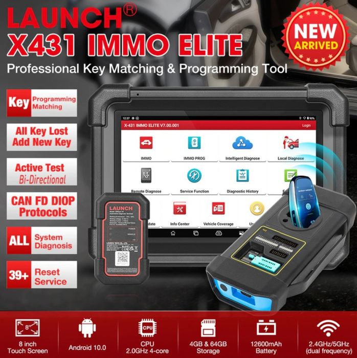 Launch X431 IMMO ELITE Maq. Diagnóstico + Programação Chaves / Caixas