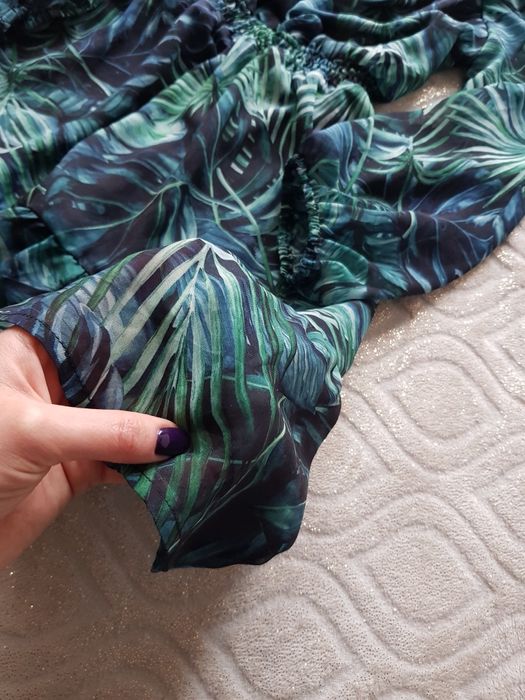 Mohito mini sukienka XS/S nowa z metką z falbanką zielona w kwiaty na wiosnę lato wakacje floralprint