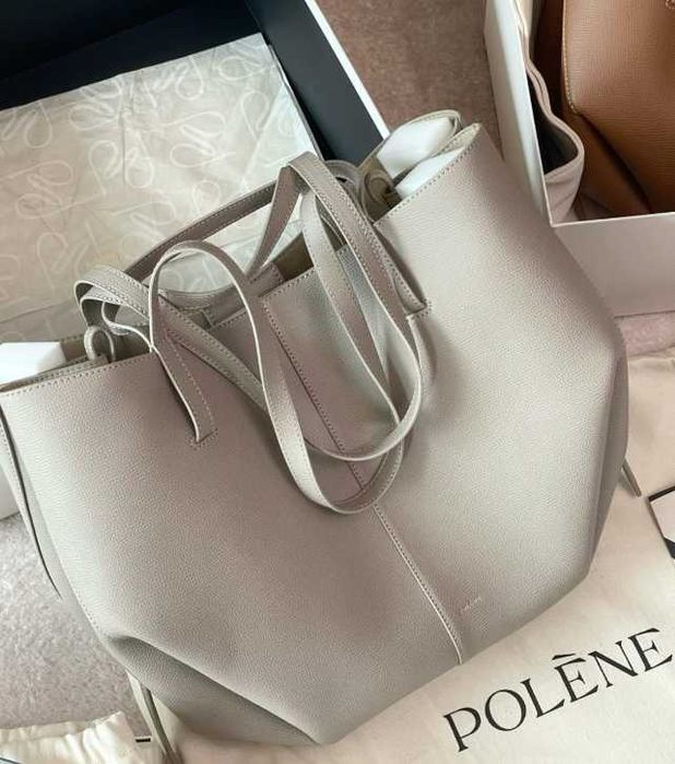Torebka duża shoper cyme shoperka polene szara od ręki