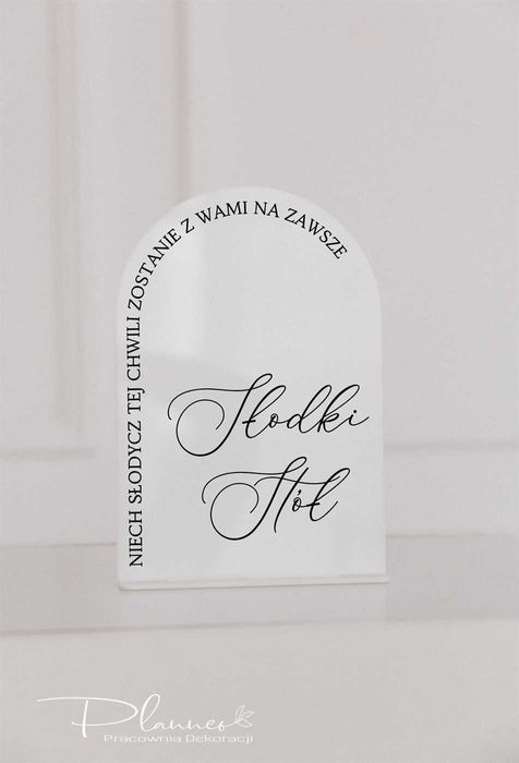 Tabliczka do postawienia elegancka z cytatem Słodki Stół