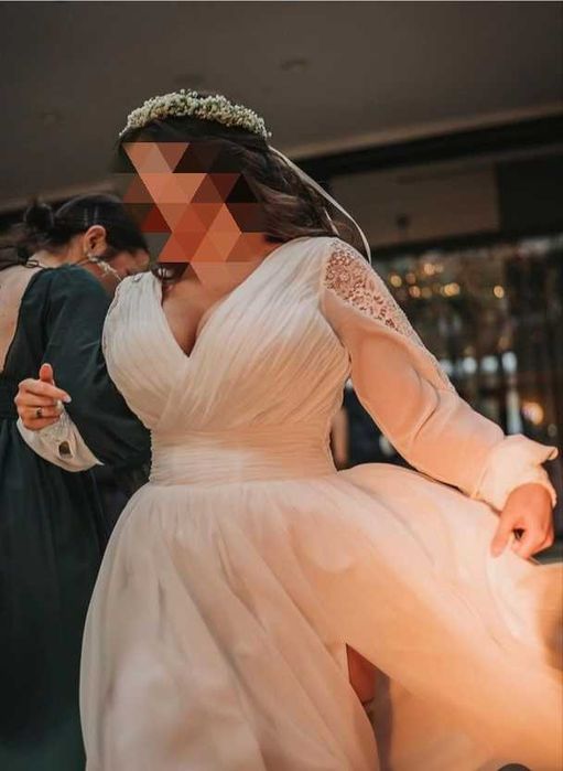 Piękna suknia ślubna Boho 160cm+6cm obcasa, 38/40