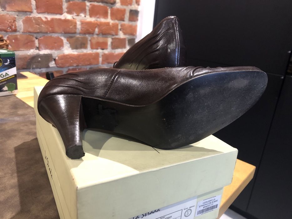 Buty czółenka La Strada ciemny brąz