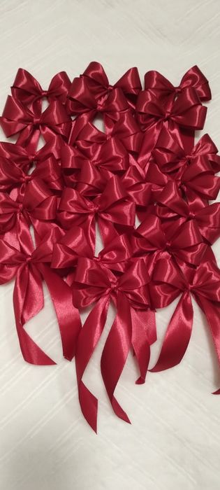 Bordowe kokardki na choinkę, do prezentów, zestaw 20  sztuk