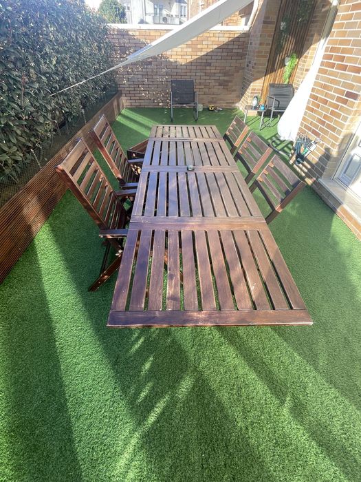 Mobilia de jardim mesa + cadeiras + bau