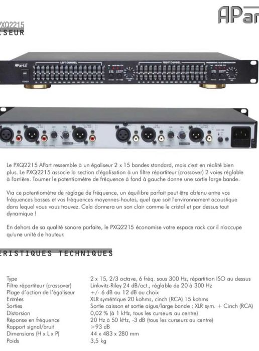 Equalizador / X-over sub - Apart pxq2215