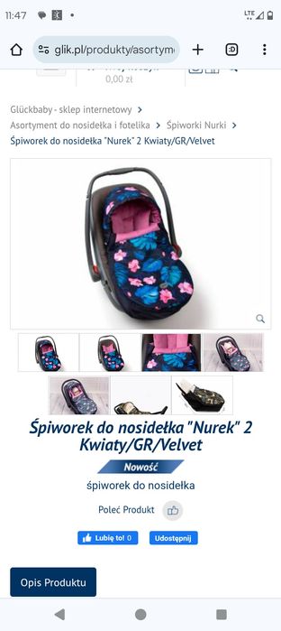 Otulacz do fotelika glik nurek kwiaty