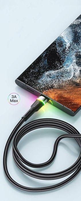 Кабель  зі швидкою зарядкою, тканинний ESSAGER USB — USB Type C 2 м, з