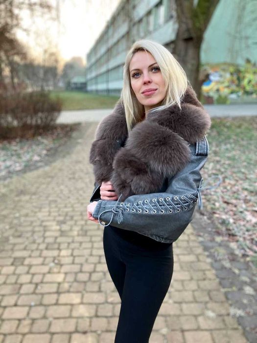 Kurtka z naturalnego futra lisa , skura