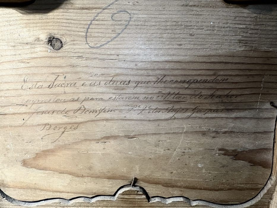 Antigo registo “Convivium Sacrum” emoldurado em vidro veneziano