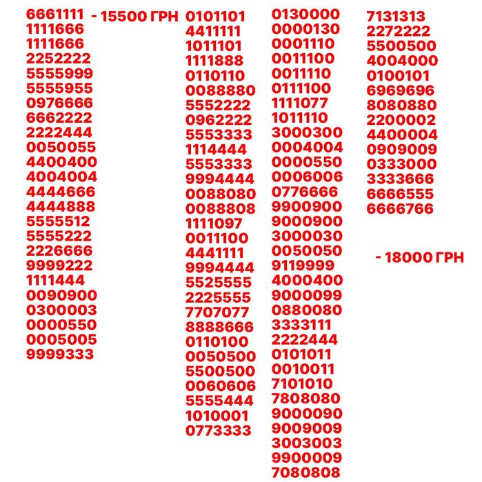 Разнообразные номера Киевстар