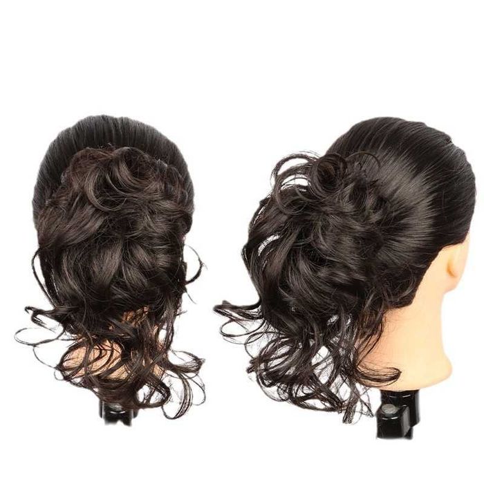 Шиньон пучок хвост волосы на заколке крабе