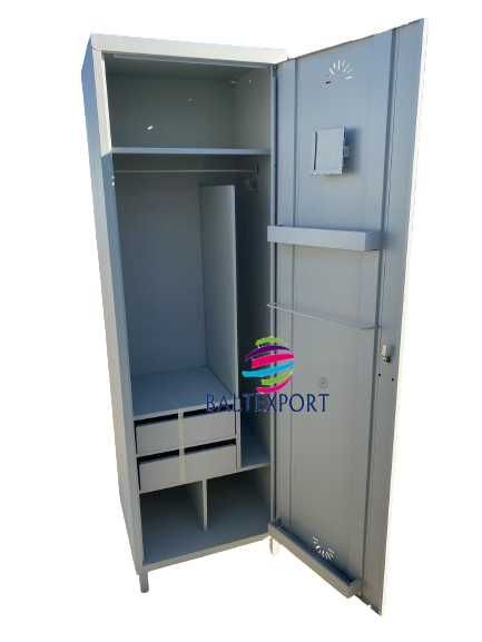 Vestiario Bombeiros Cacifos Individual Duplo Aço Cinza Portas Vermelho