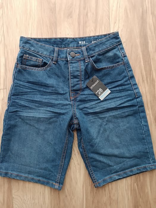 Niebieskie granatowe męskie spodenki jeansowe do kolana 36 S