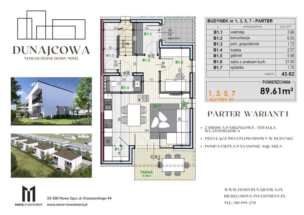 Domy Dunajcowa, ETAP II Kolejne domy, dwa warianty parteru