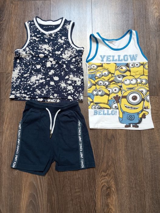 Spodenki Endo dwie koszulki 98/104 Minionki