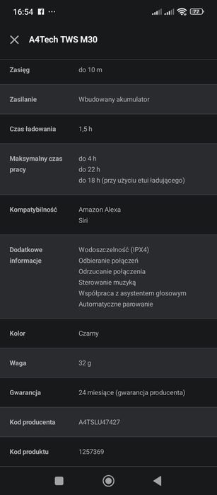 Słuchawki bluetooth super grają A4Tech TWS M30 cena takich 150zl