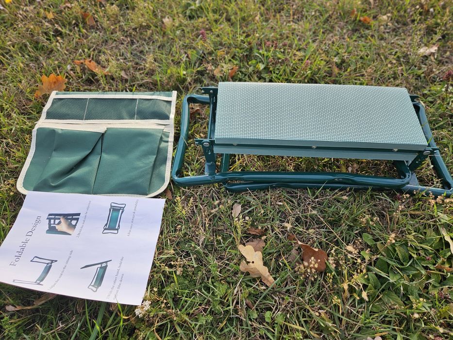 Складний садовий стілець колінник 2 в 1 з органайзером для інструмента