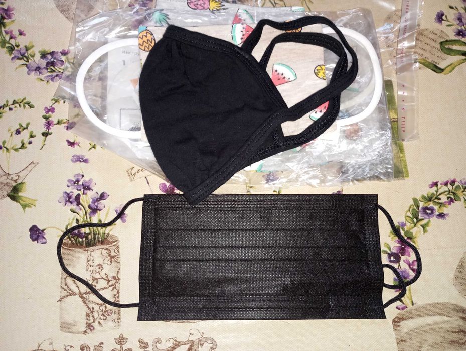 Маска тканевая многоразовая чёрная 29 шт одним лотом