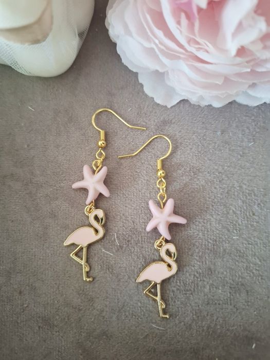 Kolczyki handmade z turkusu syntetycznego I stali nierdzewnej