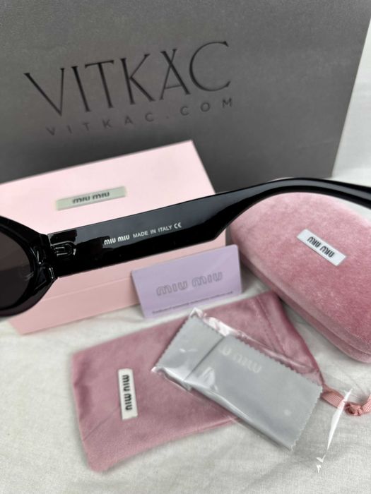 Okulary przeciwsłoneczne Zestaw Miu Miu owalne pudełko nowość lato