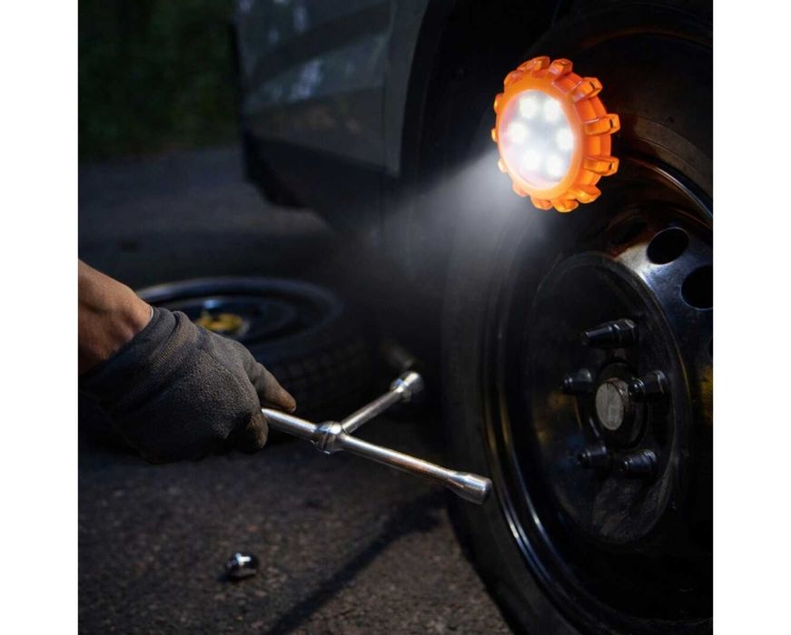 HIT! Lampa Ostrzegawcza LED Flara Magnes 9 Trybów Mocna Widoczna 1.6km