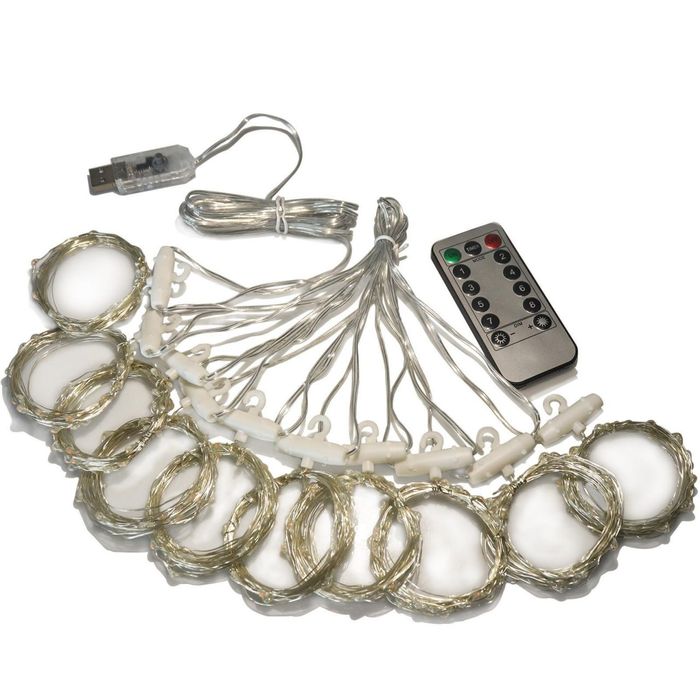 Гірлянда -штора роса 3х3 м з пультом та гачками/гирлянда, ге