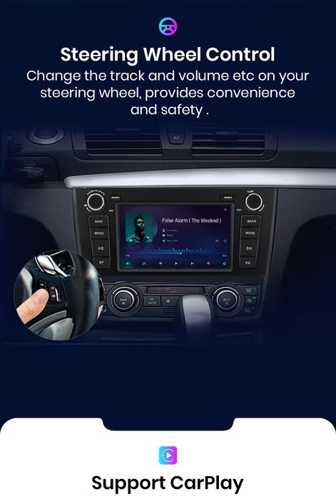 Rádio Android BMW Série 1 E81 E82 E87 E88 Carplay GPS 2/32GB BT Canbus