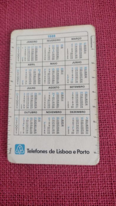 Calendário de bolso de coleção TLP 1988