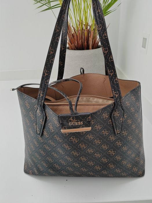 Mala Guess Shopper castanha original com bolsa interior