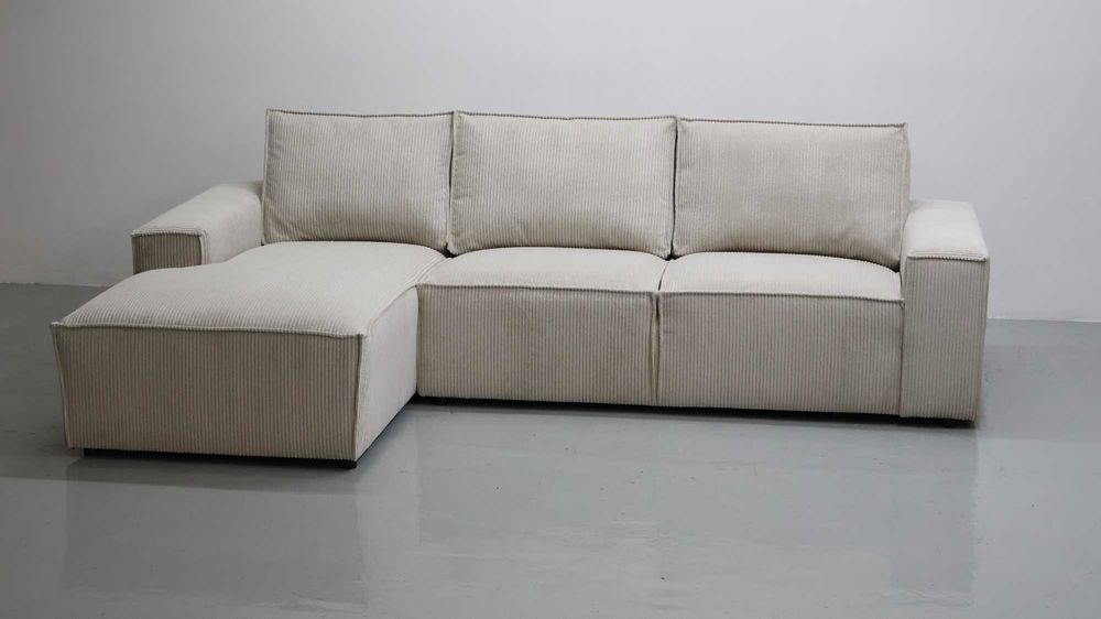 TPB Narożnik kanapa rogówka sofa Poduszki Salon Tkanina Poso jasny beż