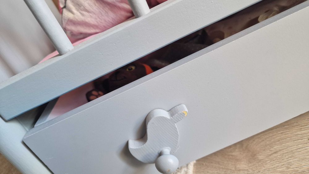 Łóżeczko dla lalki drewniane plus akcesoria