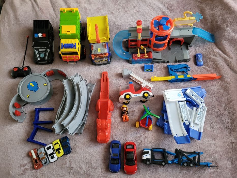 Zabawki, Auta, śmieciarka,  Majorette, playmobil straż, ulice