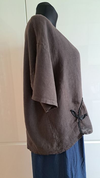 Acqua&Limone Nowa bluzka 100% len brąz czekolada 44 oversize