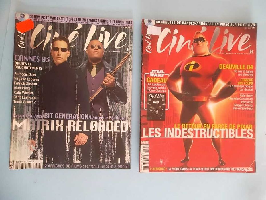 8 Revistas de cinema. Set, Premiére, Ciné Live. Preço do lote.