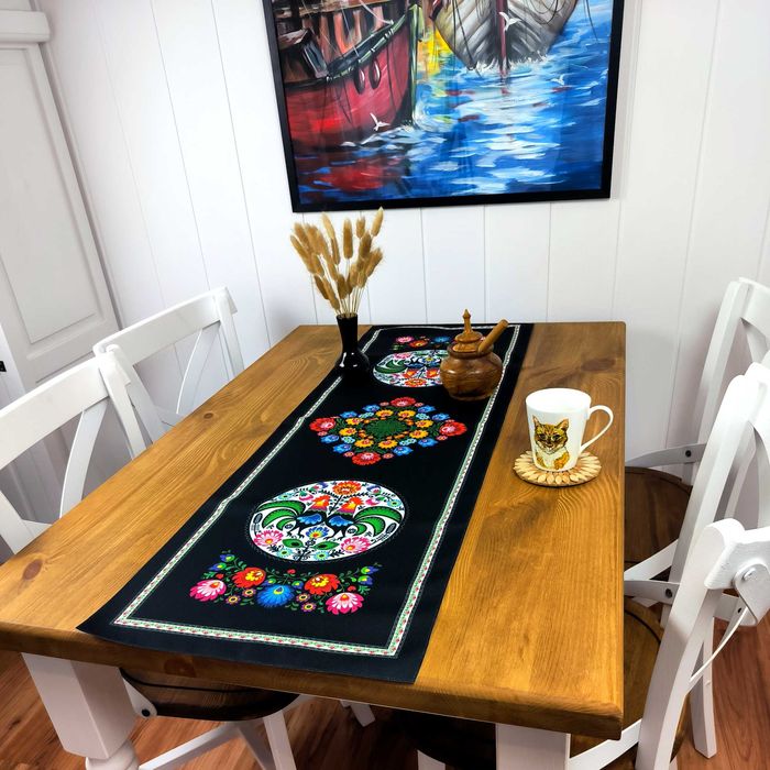 Folkowy Bieżnik na Stół 120x40 cm – Polski Produkt, Laserowy Nadruk