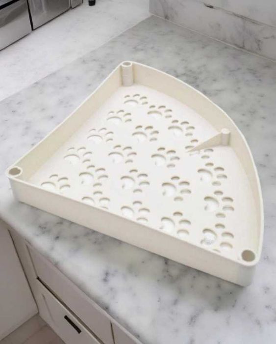 Біла кутова поличка для ванни 4 яруси 85х28х22см на колесах