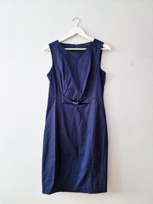 Granatowy komplet bawełniany żakiet i sukienka