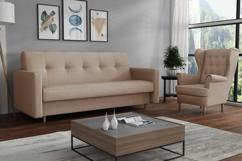Zestaw komplet wypoczynkowy Wersalka Nadia i Fotel Uszak. Sofa, łóżko.