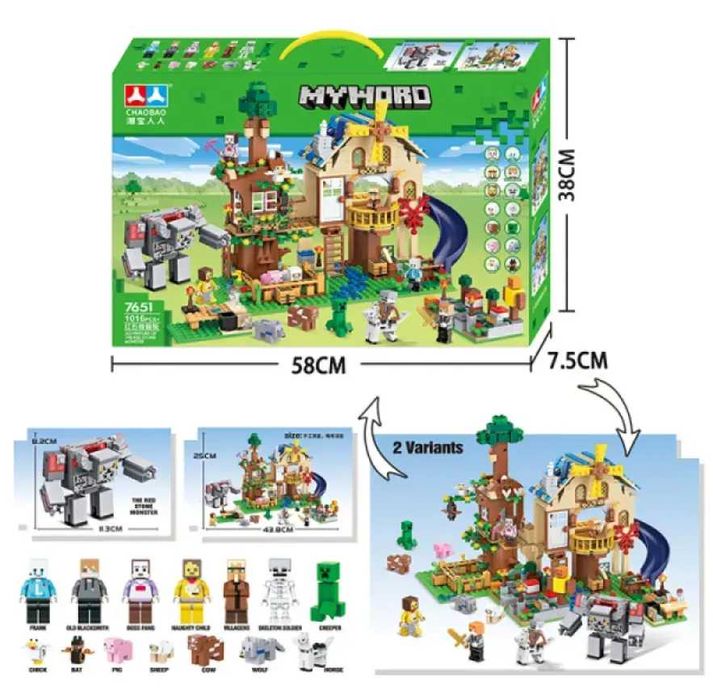 Лего Майнкрафт конструктор будинок з млином та горкою 1016 деталей