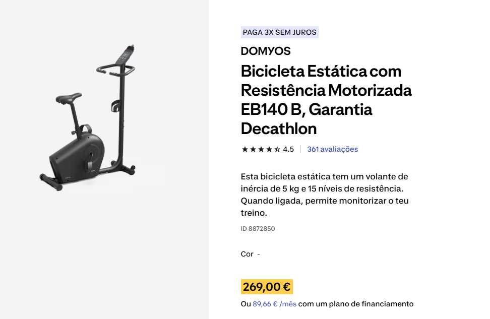 Bicicleta Estática com Resistência Motorizada Domyos