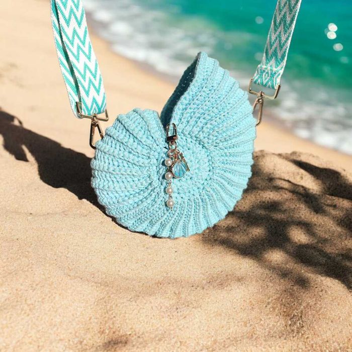 Amonit – torebka muszla bawełniana na szydełku  - rękodzieło