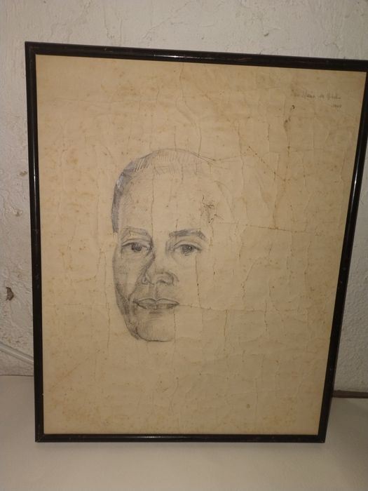 Desenho Original (1958) Pintora Ana Maria Botelho – Obra de Juventude 45x35 cm