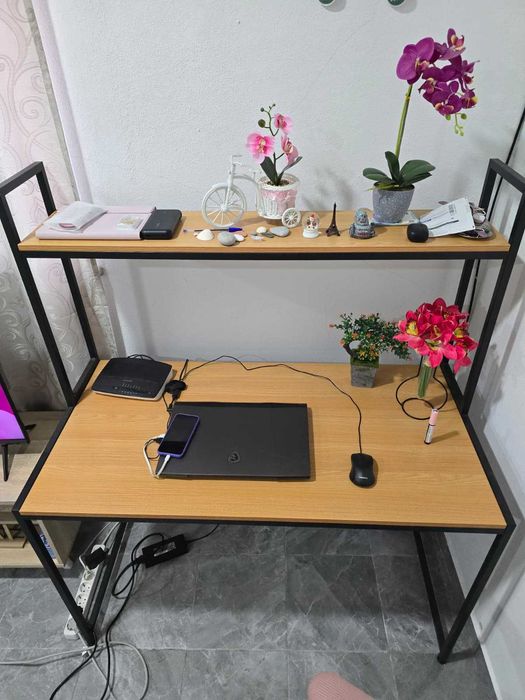 Secretária com Estante REGALOS MIGUEL Kompu Castanho claro e Preto