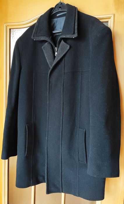 Płaszcz męski r. 48, XL kaszmir wełna czarny