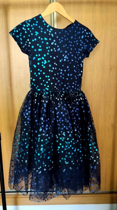Vestido de Festa Rapariga Azul c/ Bolinhas Brilhantes – Tam. 164