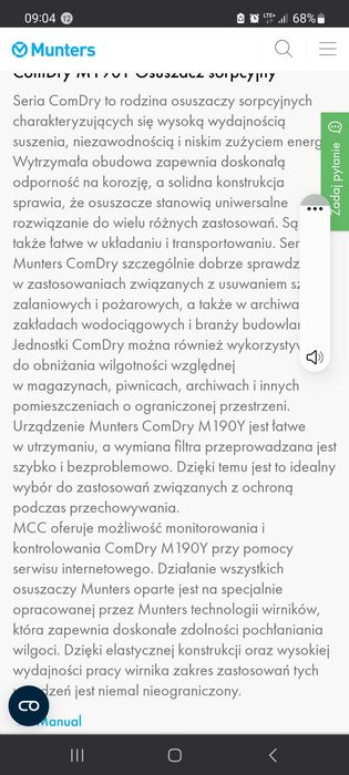 Munters Com dry M190Y osusacz sorpcyjny