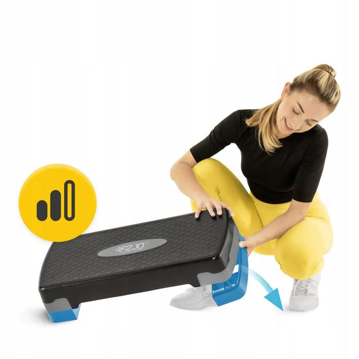 Степ-платформа 2-ступінчаста 4FIZJO 69 х 28 х 10-15 см Чорно-синій